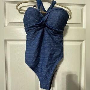 NWT Cupshe Women's One Piece - Shimmering Blue and Silver